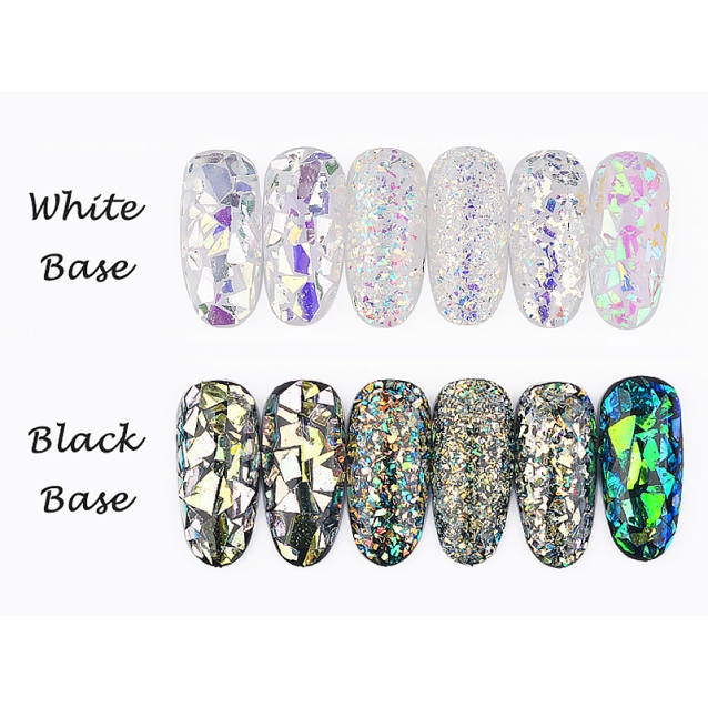 Glass effect flakes nail art SO GLASS DAZZLING